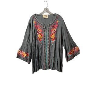 Savanna Jane Gray Embroidered Women's Top
